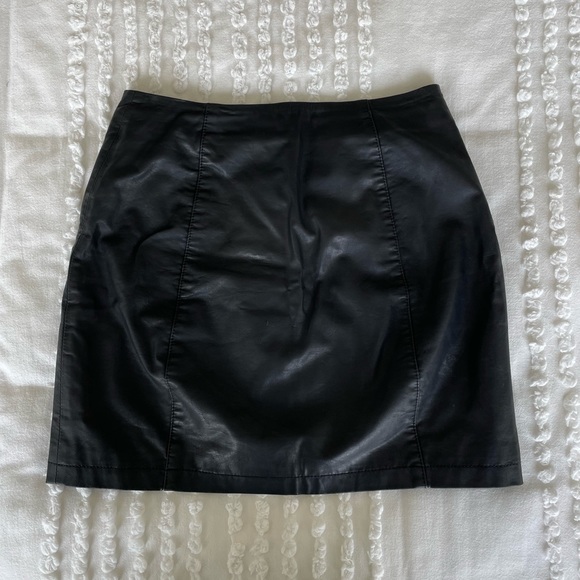 Free People Button Up Leather Mini Skirt - Picture 2 of 3